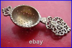 Rare Antique Early XIX Century Handmade Broze Silvered Tea Strainer