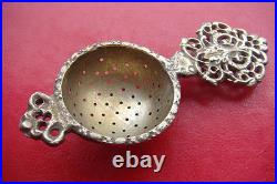Rare Antique Early XIX Century Handmade Broze Silvered Tea Strainer