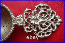 Rare Antique Early XIX Century Handmade Broze Silvered Tea Strainer