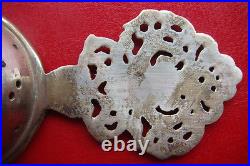 Rare Antique Early XIX Century Handmade Broze Silvered Tea Strainer