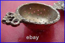 Rare Antique Early XIX Century Handmade Broze Silvered Tea Strainer