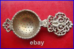 Rare Antique Early XIX Century Handmade Broze Silvered Tea Strainer