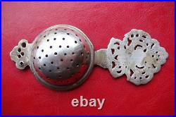 Rare Antique Early XIX Century Handmade Broze Silvered Tea Strainer