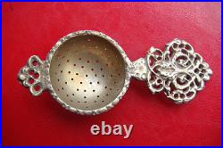 Rare Antique Early XIX Century Handmade Broze Silvered Tea Strainer