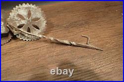 Rare Antique Early lighting 18th C. Tin & wrought Iron Double Betty Lamp