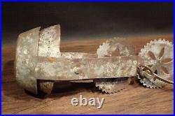 Rare Antique Early lighting 18th C. Tin & wrought Iron Double Betty Lamp