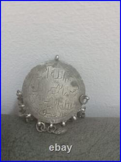 Rare Antique Eastern Islamic Silver Amulet Pendant Hand Engraved Arabic Tribal