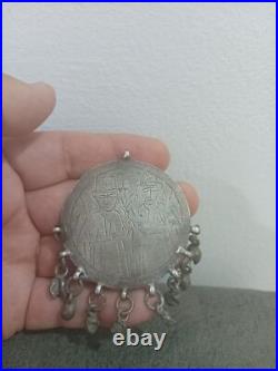 Rare Antique Eastern Islamic Silver Amulet Pendant Hand Engraved Arabic Tribal