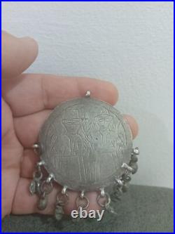 Rare Antique Eastern Islamic Silver Amulet Pendant Hand Engraved Arabic Tribal