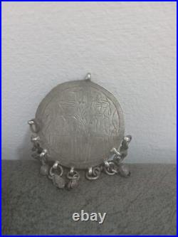 Rare Antique Eastern Islamic Silver Amulet Pendant Hand Engraved Arabic Tribal