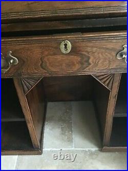 Rare Antique Elm Knee-hole Bureau, Country style / late 18th c / early 19th c