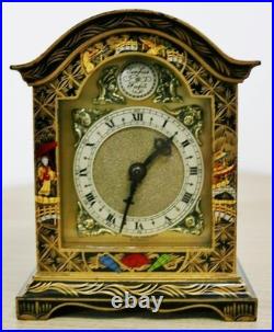 Rare Antique English 8 Day Black Lacquered Chinoiserie Timepiece Mantel Clock