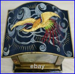 Rare Antique English 8 Day Black Lacquered Chinoiserie Timepiece Mantel Clock