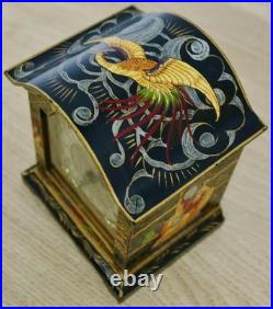 Rare Antique English 8 Day Black Lacquered Chinoiserie Timepiece Mantel Clock