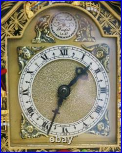 Rare Antique English 8 Day Black Lacquered Chinoiserie Timepiece Mantel Clock