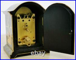 Rare Antique English 8 Day Black Lacquered Chinoiserie Timepiece Mantel Clock