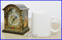 Rare Antique English 8 Day Black Lacquered Chinoiserie Timepiece Mantel Clock