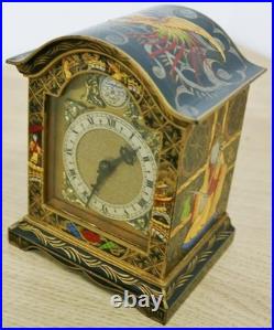 Rare Antique English 8 Day Black Lacquered Chinoiserie Timepiece Mantel Clock