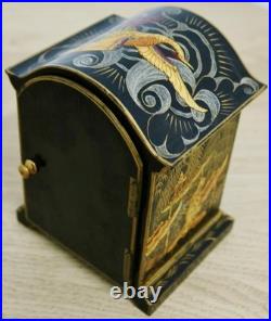 Rare Antique English 8 Day Black Lacquered Chinoiserie Timepiece Mantel Clock