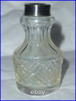 Rare Antique English Crystal & Silver Plate Snuff Bottle, Early 19th C