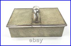 Rare Antique English Sterling Silver Mounted Shagreen Humidor or Cigarette Box