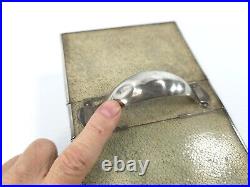 Rare Antique English Sterling Silver Mounted Shagreen Humidor or Cigarette Box