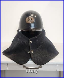 Rare Antique Fire Helmet With Shikoro early SHOWA firemans 1900s