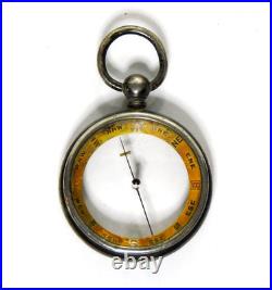 Rare Antique Francis Barker Sterling Silver Pocket Magnifying Lens Compass