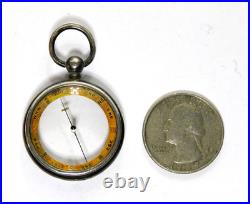 Rare Antique Francis Barker Sterling Silver Pocket Magnifying Lens Compass