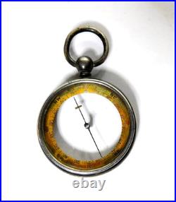 Rare Antique Francis Barker Sterling Silver Pocket Magnifying Lens Compass