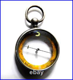 Rare Antique Francis Barker Sterling Silver Pocket Magnifying Lens Compass