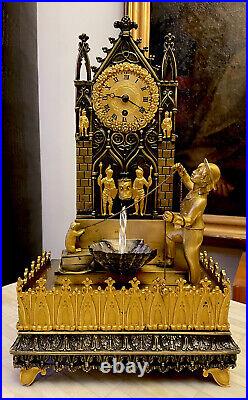 Rare Antique French Bronze Automaton Automata Animation Clock Early 1800s -VIDEO Rare Antique French Bronze Automaton Automata Animation Clock Early 1800s -VIDEO