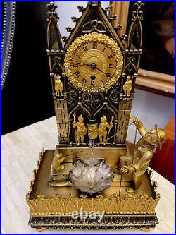 Rare Antique French Bronze Automaton Automata Animation Clock Early 1800s -VIDEO Rare Antique French Bronze Automaton Automata Animation Clock Early 1800s -VIDEO