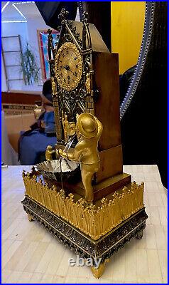 Rare Antique French Bronze Automaton Automata Animation Clock Early 1800s -VIDEO Rare Antique French Bronze Automaton Automata Animation Clock Early 1800s -VIDEO