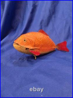 Rare Antique French Mechanical Wriggling Carp Toy Early 20th Century