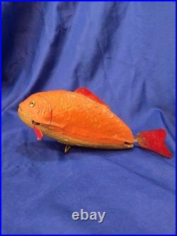 Rare Antique French Mechanical Wriggling Carp Toy Early 20th Century