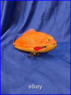 Rare Antique French Mechanical Wriggling Carp Toy Early 20th Century