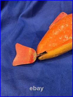 Rare Antique French Mechanical Wriggling Carp Toy Early 20th Century