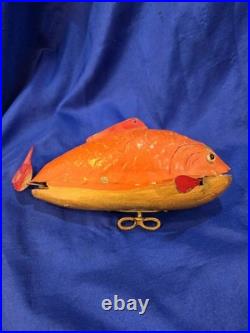Rare Antique French Mechanical Wriggling Carp Toy Early 20th Century