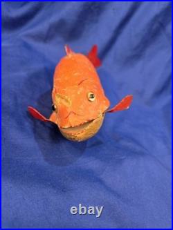 Rare Antique French Mechanical Wriggling Carp Toy Early 20th Century