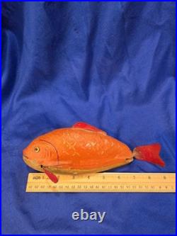Rare Antique French Mechanical Wriggling Carp Toy Early 20th Century