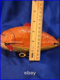 Rare Antique French Mechanical Wriggling Carp Toy Early 20th Century
