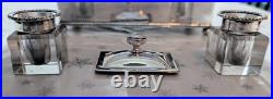 Rare Antique Georgian / Early Victorian Lidded Desk Top Ink Stand Silver Plated