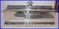 Rare Antique Georgian / Early Victorian Lidded Desk Top Ink Stand Silver Plated