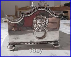 Rare Antique Georgian / Early Victorian Lidded Desk Top Ink Stand Silver Plated