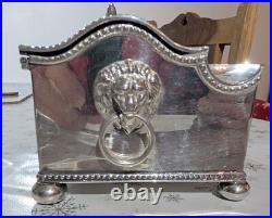 Rare Antique Georgian / Early Victorian Lidded Desk Top Ink Stand Silver Plated