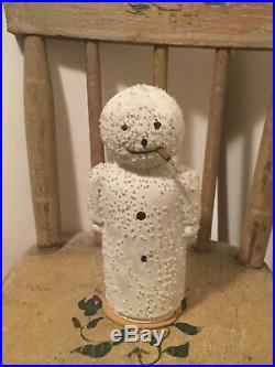 Rare Antique German Early Moon Face Snowman Candy Container Ornament Glass Beads