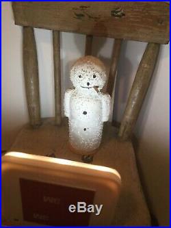 Rare Antique German Early Moon Face Snowman Candy Container Ornament Glass Beads