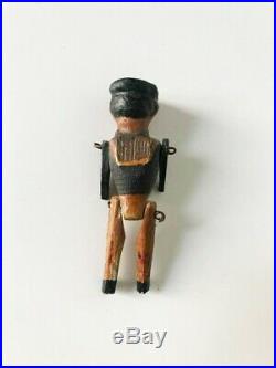 Rare Antique German Grodnertal Wooden Tiny 2 Sailor Peg Doll early 1900