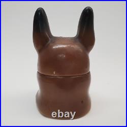 Rare Antique German Porcelain French Bulldog Inkwell Hand-Painted, Early 1900s